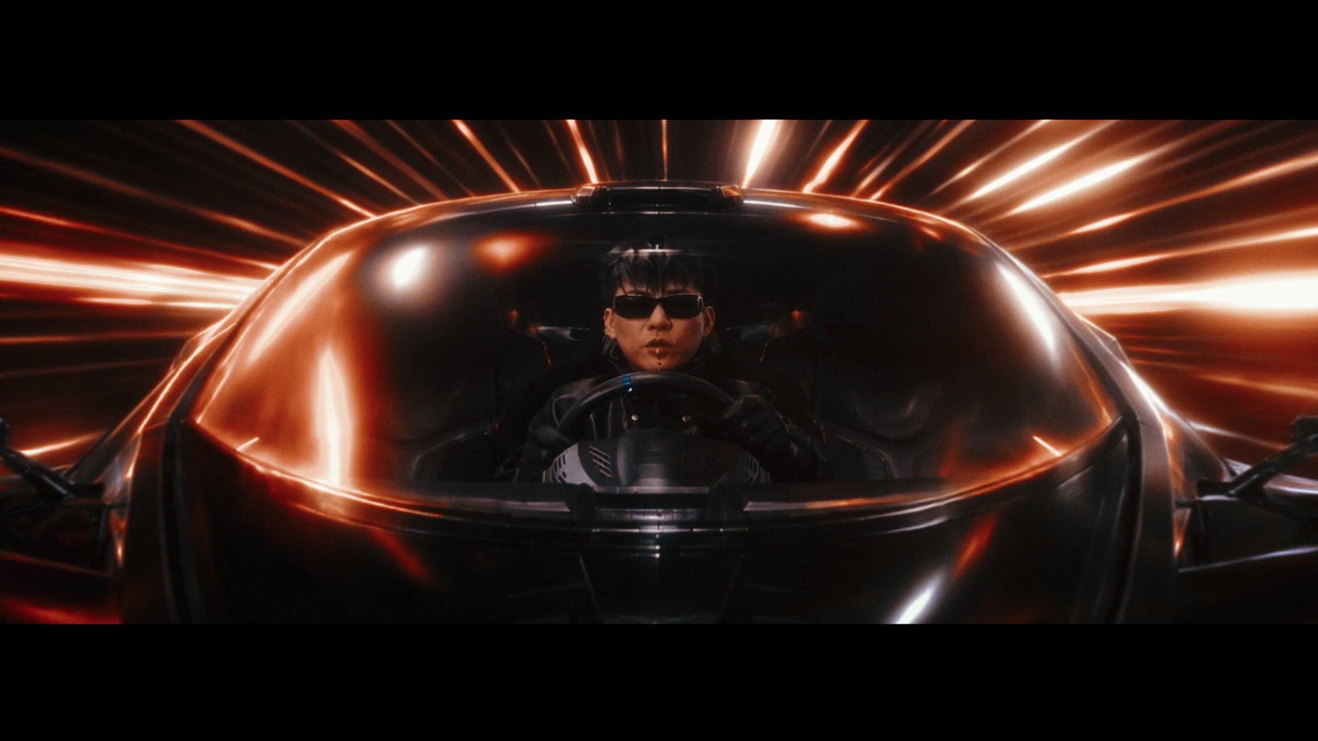 Tiger Hu — Tiger Hu in the glowing cockpit during the warp sequence
