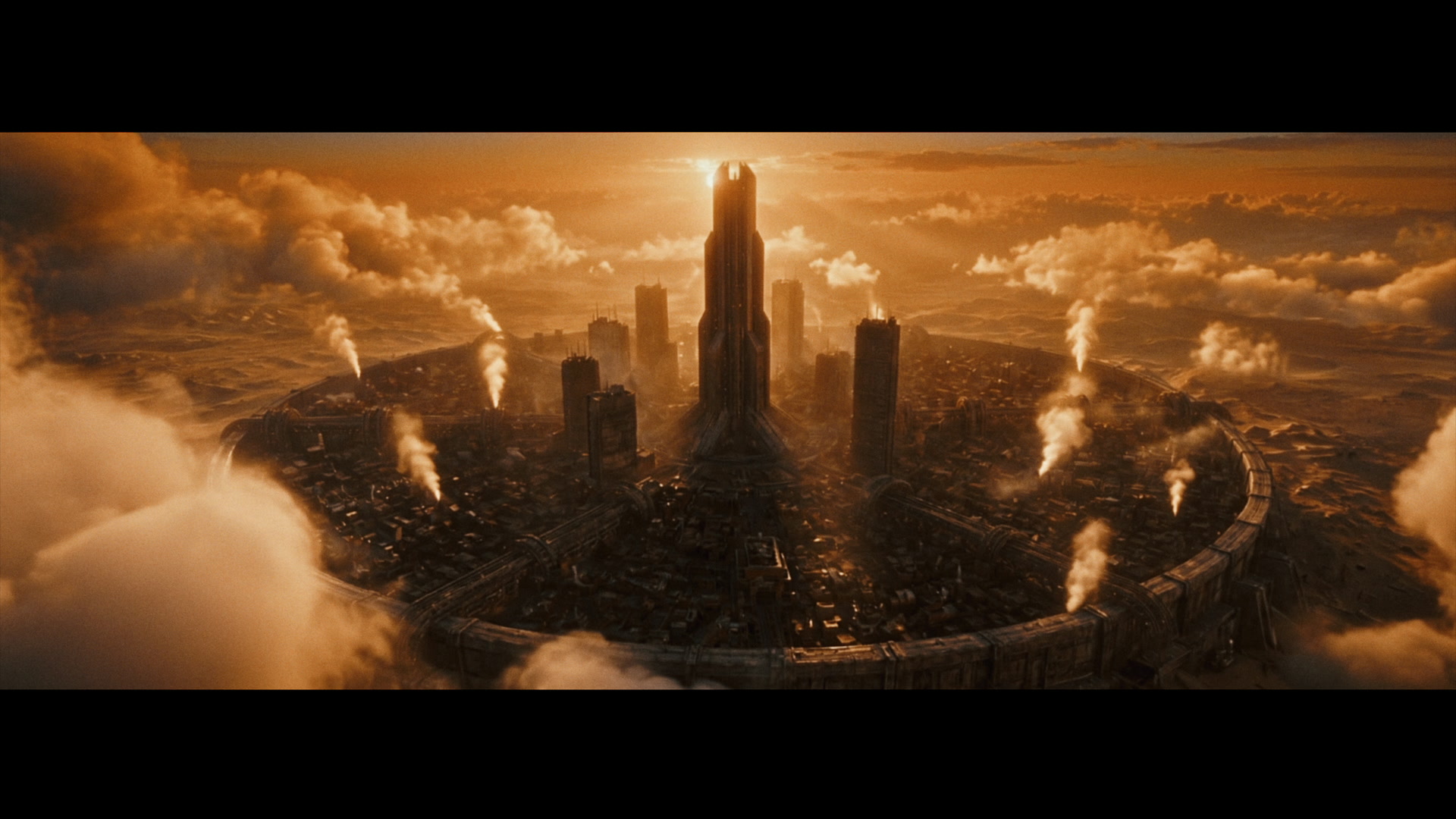 Tiger Hu — Golden city and tower rising through clouds