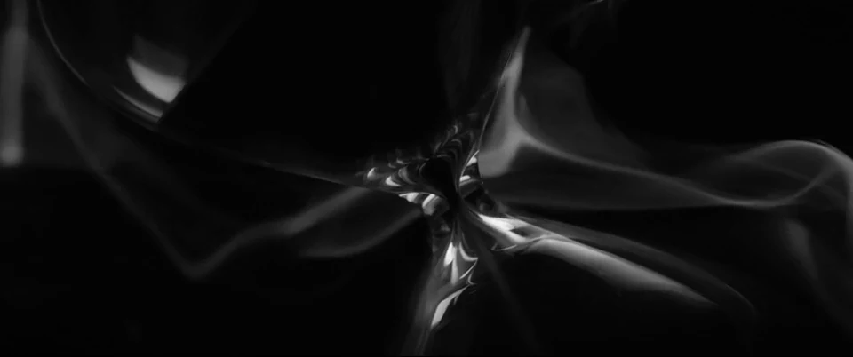 Reflective surfaces twist into an abstract form.